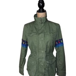 LEVIS JACKET NAUTICAL CARGO UTILITY SNAPS ZIPPER UPCYCLED MILITARY GREEN XS